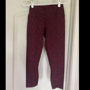 Nobull high rise cropped leggings, Maroon leopard print, Size small